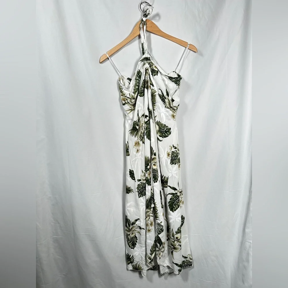 Sunny Island Hawaii Womens Halter Tropical Rayon Dress Green Ivory Size 2XL - Picture 3 of 14